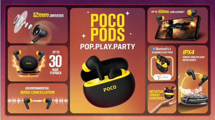 Los Poco Pods TWS earbuds de Xiaomi se conectan a través de Bluetooth 5.3, garantizando una conexión inalámbrica estable con tus dispositivos. 