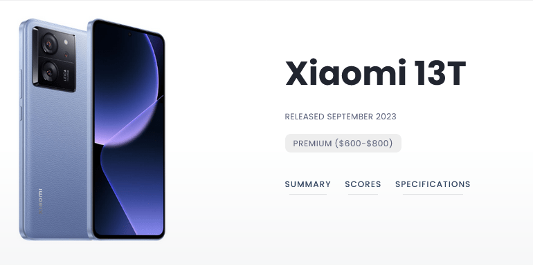 Análisis de la cámara del Xiaomi 13T en DxOMark