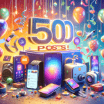 DALL·E-2023-12-20-13.46.05-A-celebratory-scene-for-the-500th-blog-post-milestone-of-a-technology-blog-focusing-on-Xiaomi-products.-The-image-features-a-festive-atmosphere-with-b