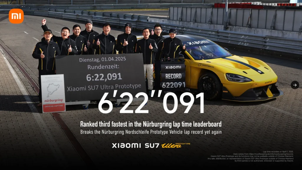 La Xiaomi SU7 Ultra Nürburgring Edition llega con 1548 CV y un tiempo récord en Nürburgring. ¡Descubre este hipercoche eléctrico limitado!